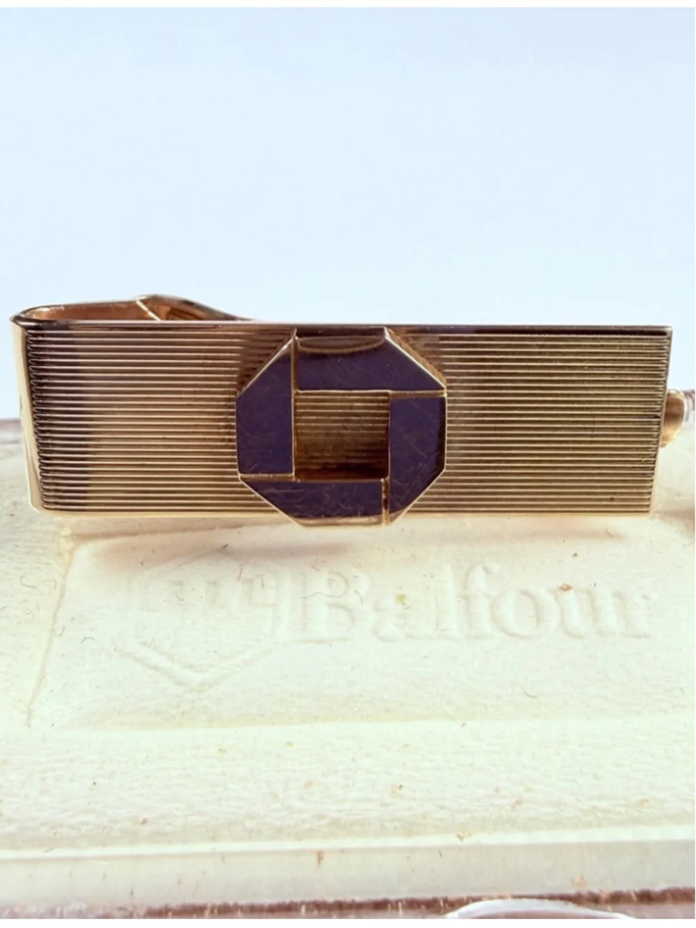 10K Gold Chase Bank Executive Wall Street Finance Balfour Tie Bar Shirt VTG Clip